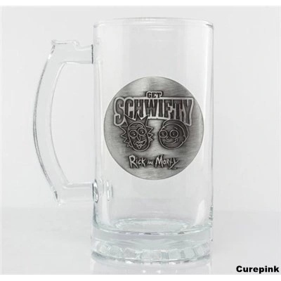 CurePink Sklenice korbel Rick and Morty: Get Schwifty GLF0021 500 ml