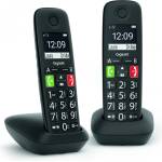 Gigaset Gigaset E290 Duo телефон с големи бутони и 2 слушалки, черен (L36852-H2901-B101) Телефонни апарати