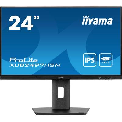 Монитор IIYAMA XUB2497HSN-W2, 23.8" (60.45cm) IPS панел, 100Hz, Full HD, 1ms, 80 000 000: 1, 300cd/m2, DisplayPort, HDMI, USB, USB-C, LAN (XUB2497HSN-W2)