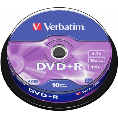 Verbatim Оптичен носител DVD+R media 4.7GB, Verbatim 43498, 16x, 10бр (43498 / 6263)