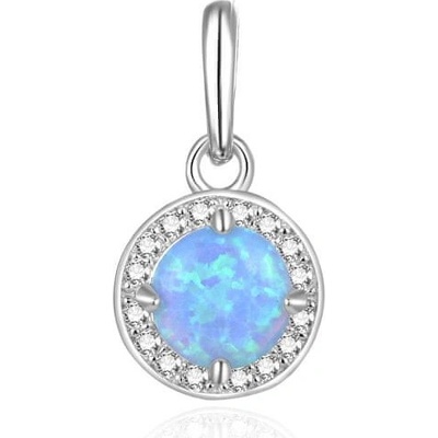Beneto Strieborný prívesok s modrým syntetickým opál a zirkónmi AGH145 BL