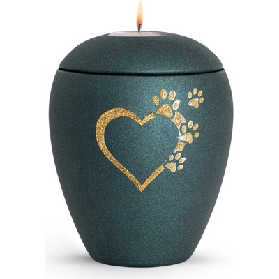 Zvieracia urna Verona Heart so sviečkou - Smaragdová 1,5l