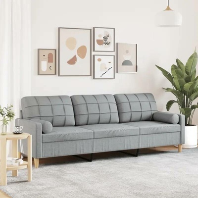 vidaXL 3místná pohovka s polštáři světle šedá 210 cm textil 11461.3278201