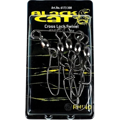 Black Cat karabinka s Obratlíkom Cross Lock Swivel veľ.3 70 kg 5 ks