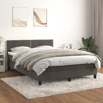 Petrashop 3141240 boxspring postel s matrací tmavě šedý samet