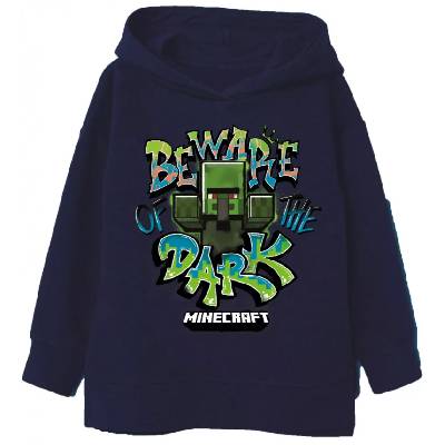 Minecraft mikina Beware of the dark tmavě modrá dětská Velikost mikiny: 8 let (128 cm)