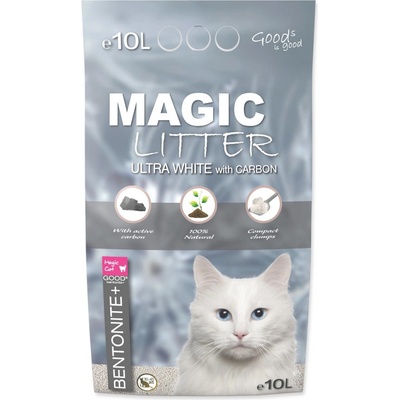 Magic Cat Magic Pearls MAGIC LITTER Bentonite Ultra White with Carbon 10 l – Zboží Dáma
