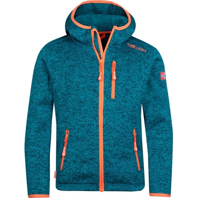 TROLLKIDS Детско поларено яке Trollkids Kid's Jondalen Jacket XT Fleece jacket - Atlantic Blue / Glow Orange - размер 110 (EU) (703-2541-1014)