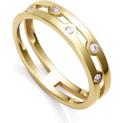 Viceroy Pozlátený dvojitý prsteň so zirkónmi Elegant 9123A014