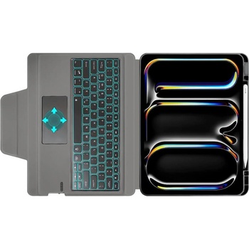 Techsuit KeyTab Pro RGB Wireless Touchpad Keyboard Case - полиуретанов калъф, клавиатура, тракпад и поставка за iPad Pro 11 (2024) (черен)