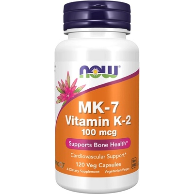 NOW NOW MK-7 Vitamin K-2 100mcg, 120 Veg Capsules