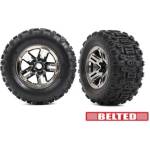 Traxxas колело 3.8", джанта черен хром, гума Sledgehammer belted (2)