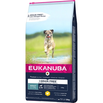 Eukanuba Adult Small & Medium Breed Grain Free Chicken 2 x 12 kg