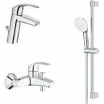 GROHE Комплект за смесител за мивка Grohe Eurosmart New S, смесител за вана и душ, гланциран хром (33265+333002+27853003)