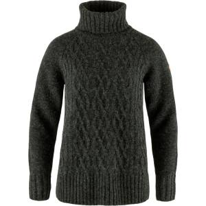 Fjällräven Дамски вълнен пуловер Fjällräven Women's Övik Cable Knit Roller Neck Wool jumper - Dark Grey (105-4008-0614)