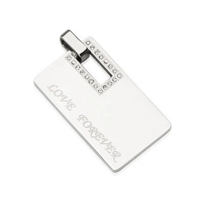 Šperky eshop Obdélníkový ocelový přívěsek Love Forever G2.29