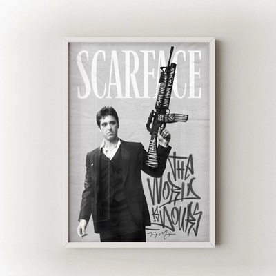 Scarface Velikost: 70x100 cm, Rám: Bílý