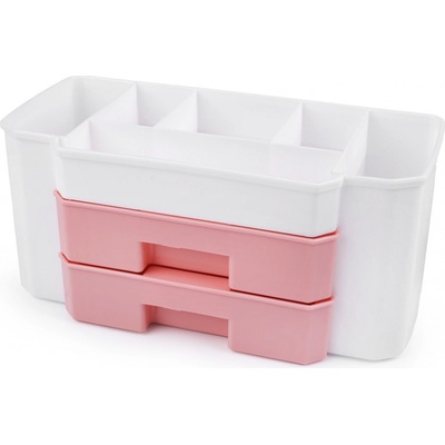 Plastový box / zásobník 2 šuplíky 12x24x10,7 cm růžový
