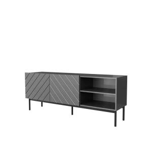 Cama meble ABETO RTV шкаф върху черна стоманена рамка 150x42x60 см графит/гланц г (ABETORTV15+ST G)
