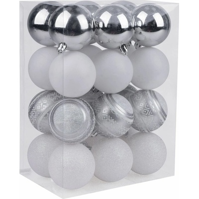 MagicHome Gule 24 ks bielo strieborné mix na vianočný stromček 6 cm