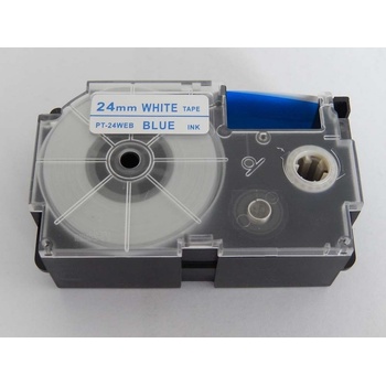 Pro Casio Съвместима лента с Casio XR-24WEB 24mm x 8m син шрифт / бял фон (XR24WEB)