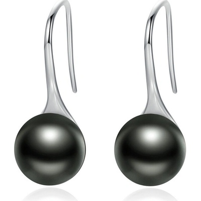 Emporial strieborné náušnice čierna perla SCE144