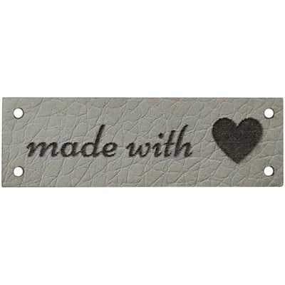 Šedý štítek Made with love 3,8 x 1,2 cm