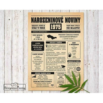 Narozeninové noviny 1975 - jednostranné - Blíženci, Starý papír