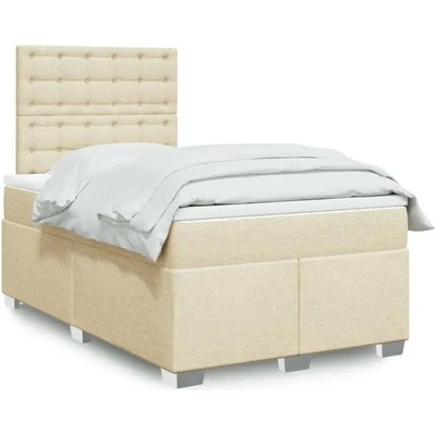 vidaXL 11461.3292774 Boxspring postel s matrací krémová textil