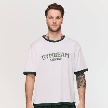 GymBeam Мъжка овърсайз тениска Varsity White S