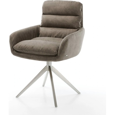 Delife Abelia-Flex s područkami mikrovlákno taupe vintage křížová podnož široká nerezová ocel