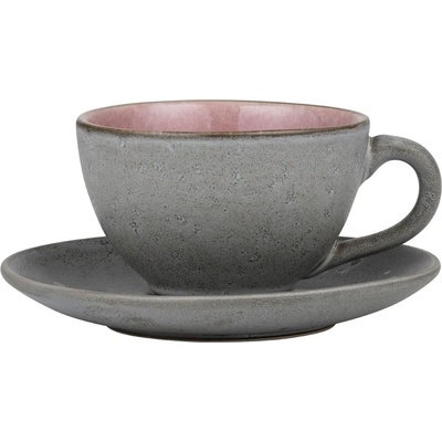 Bitz Чаша за чай с чинийка 220 мл, сива/светлорозова, Bitz (BITZ821342)
