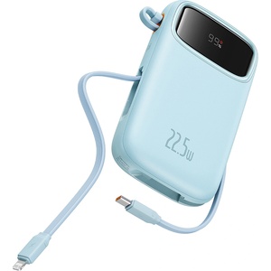 Baseus Външен пакет батерии 2x Lightning, 3x Type-C, 2x USB, 22.5W, 10000mAh + Type-C кабел, 30cm - Baseus Qpow Pro+ (P1005555003313-00) - син