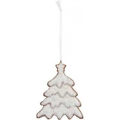 Clayre & Eef Závěsná dekorace zasněžený perníkový stromeček Frosted Ginger - 9*1*10 cm