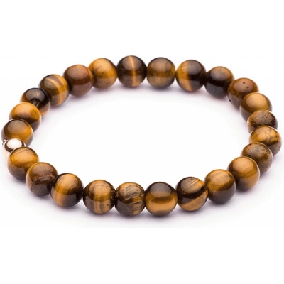 Lavaliere broušený 8 mm Tiger Eye a korálek z pozlacené chirurgické oceli 231