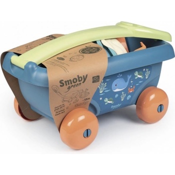 Smoby Vozík na tahání z cukrové třtiny Ocean Bio Sugar Cane Beach Cart s kyblíčkem – z kolekce Smoby Green 100% recyklovatelné od 18 měsíců