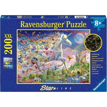 Ravensburger Светещ пъзел Ravensburger от 200 XXL части - Пеперуди и еднорог (12000872)