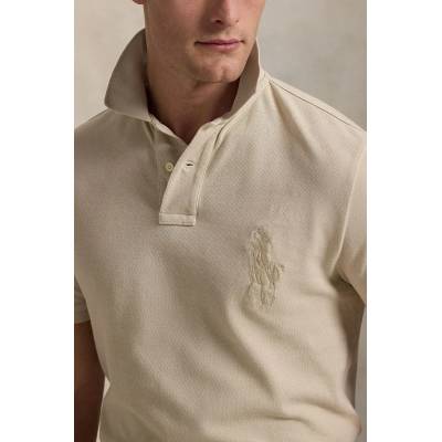 Памучна тениска с яка Polo Ralph Lauren в сиво с изчистен дизайн 710938137 (710938137)