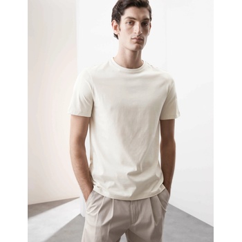 Marks & Spencer Тениска от премиум памук, тесен модел Marks & Spencer в цвят крем Marks & Spencer | Byal | МЪЖЕ | XXXL REG