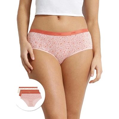 DIM LES POCKETS COTTON BOXER 3x Dámske bavlnené nohavičky 3 ks DI004C20 smotanová tehlová