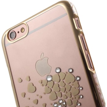 Kingxbar Калъф с Камъни SWAROVSKI за iPhone 6/6s, KINGXBAR Crystal Heart Case, Златист (1105155111111)