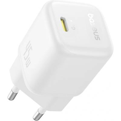 Baseus - Зарядно за стена PicoGo (P10176800213-00) - GaN, Бързо зареждане, 45W, USB-C - Лунно бяло