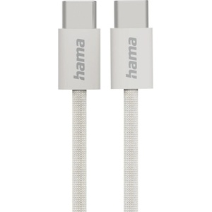 Hama Кабел за зареждане "Fabric", USB-C - USB-C, 1 m, Nylon, сив (201728) - hits