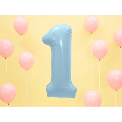 Party Deco FB1P 1 001J Fóliový balón Číslo svetlo modrý 86cm 1