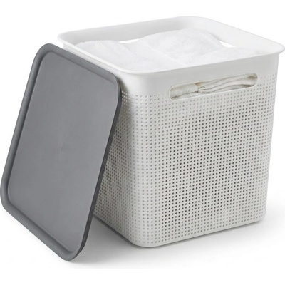 Rotho úložný box s vekom a s madlami BRISEN 18 l, 29x29x29cm, biely