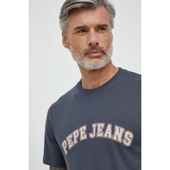 Pepe Jeans Памучна тениска Pepe Jeans CLEMENT в сиво с принт (PM509220)