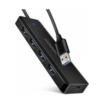 AXAGON HUE-C1A USB HUB 4-Port 5Gbps Travel USB Hub, USB-C power IN, 19cm Type-A cable, USB-C additional power supply