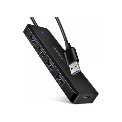AXAGON HUE-C1A USB HUB 4-Port 5Gbps Travel USB Hub, USB-C power IN, 19cm Type-A cable, USB-C additional power supply
