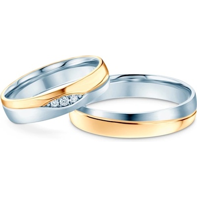 SAVICKI Сватбени халки: двуцветно злато, полукръгли, 4, 5 мм