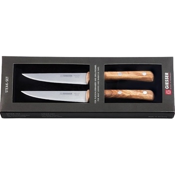 GIESSER Giesser, 2 бр, дръжка от маслиново дърво Комплект ножове за пържоли, GIE. 8750. z-12-2. o (GIE.8750.z-12-2.o)